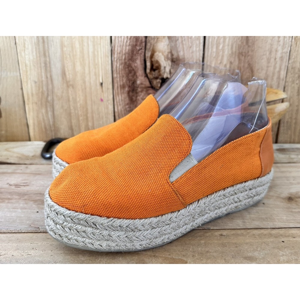 M Gemi Orange Espadrille Shoes Leather Canvas Platform EU 36 US 5.5